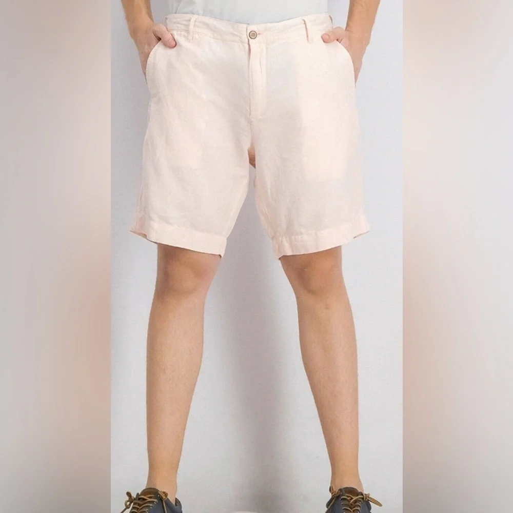 Faherty Malibu Short Mens 33 Summer Pink Linen Cotton Golf Casual
